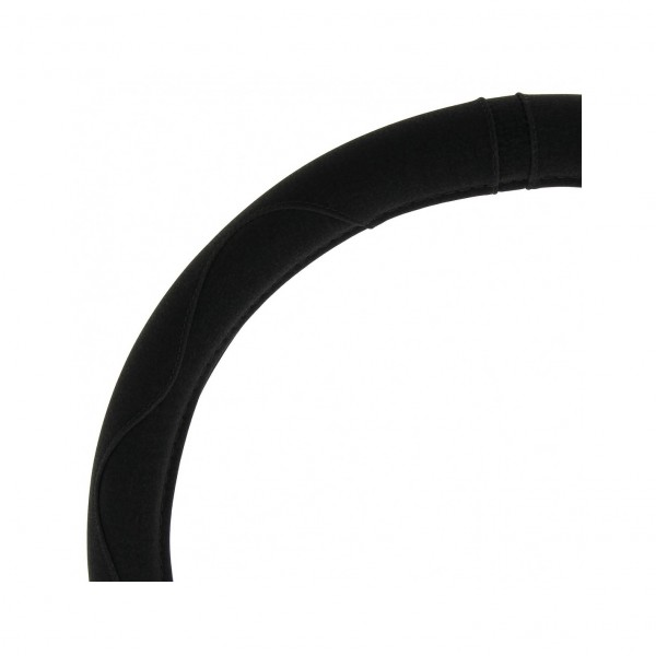 Funda de Volante Transpirable tipo Polipiel, con efecto Piel Girada en Negro, Universal para Volnates 37-39cm diametro