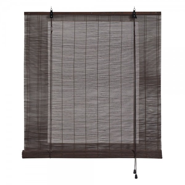 Estor enrollable bambú ocre wengue 120 x 175 cm