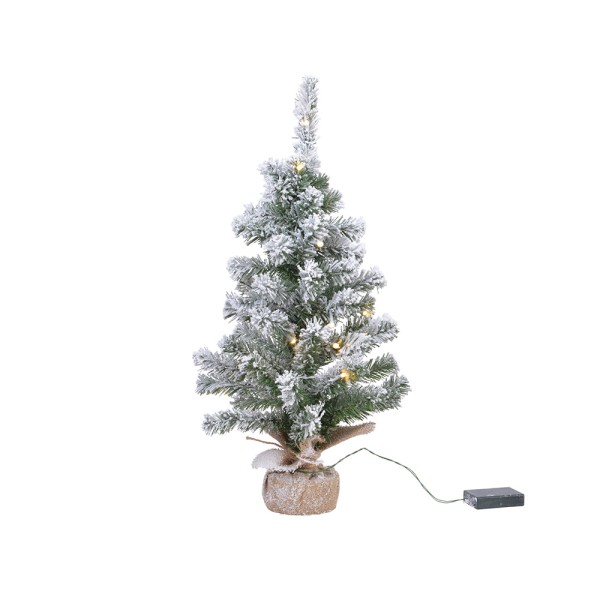 Mini pino imperial nevado con microled, luz fija blanca cálida, ø36 x 60 cm
