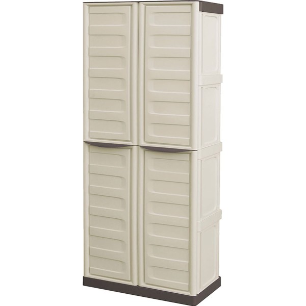 Armario alto línea spazio de polipropileno beige y marrón, 70 x 39 x 165 cm