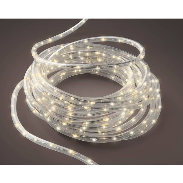 Cordón de luces led blanco cálido, uso exterior, 567 leds, 8 funciones, alambre plateado, 9 m